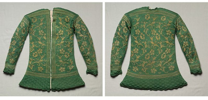19th century knitted jacket front and back view
