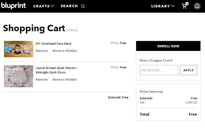 Bluprint shopping cart