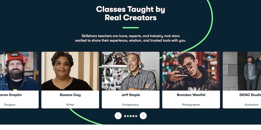 Skillshare instructors' names and photos