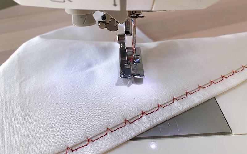 blind hem stitch sewn on a sewing machine