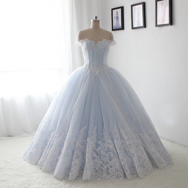 princess gown on a dress form