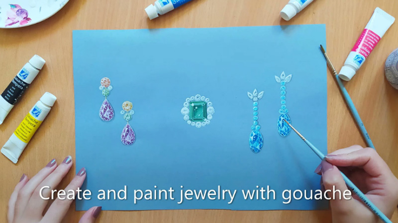 Create a gemstone composition using gouache class on Skillshare